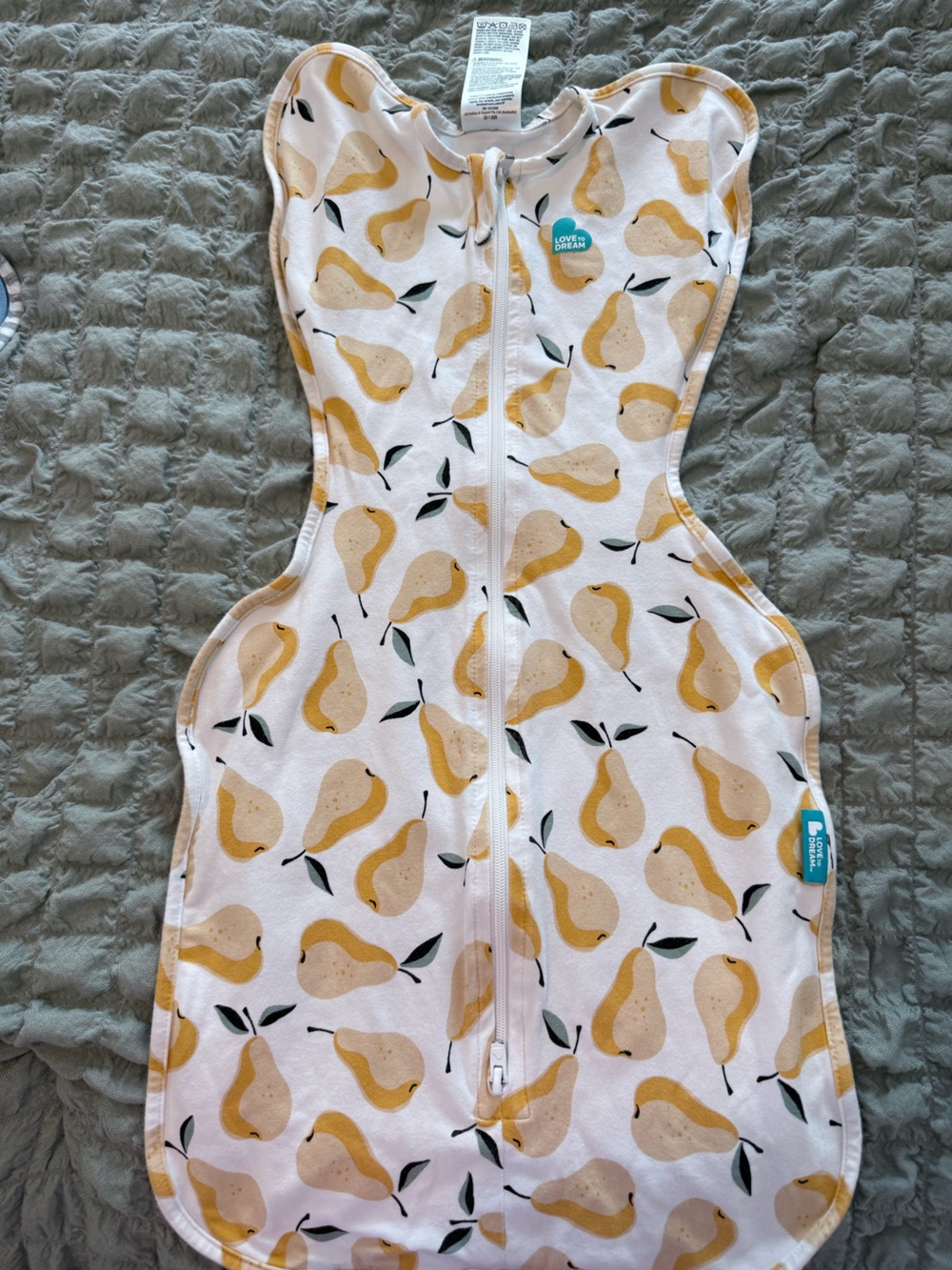 Love to Dream Pear Print Swaddle size small (8-13lbs)